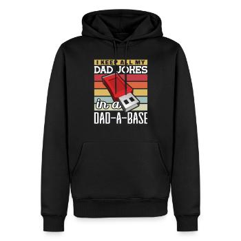 I keep all my Dad Jokes in a Dad-a-Base Vatertag - Männer Premium Bio Hoodie - Schwarz - Vorne - Nico (187cm)