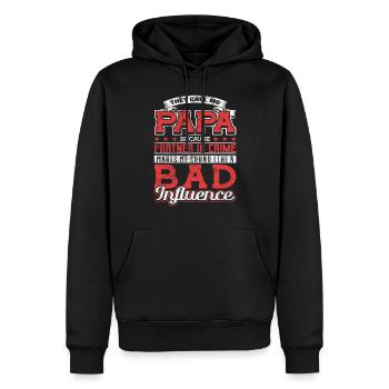 Papa Partenaire dans Crime Bad Influence Fête des Pères - Sweat à capuche Premium bio Homme - noir - Devant - Nico (187cm)