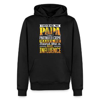 Papa Partenaire dans Crime Bad Influence Fête des Pères - Sweat à capuche Premium bio Homme - noir - Devant - Nico (187cm)