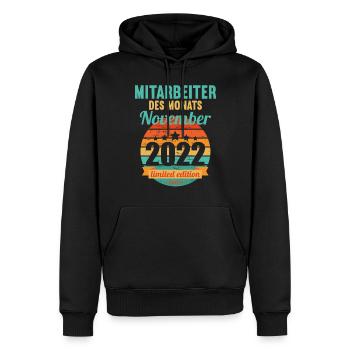 Mitarbeiter des Monats November 2022 - Männer Premium Bio Hoodie - Schwarz - Vorne - Nico (187cm)