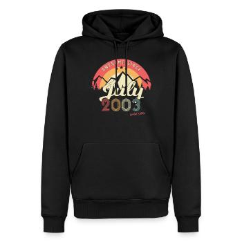 Mois de naissance Juillet 2003 - Sweat à capuche Premium bio Homme - noir - Devant - Nico (187cm)