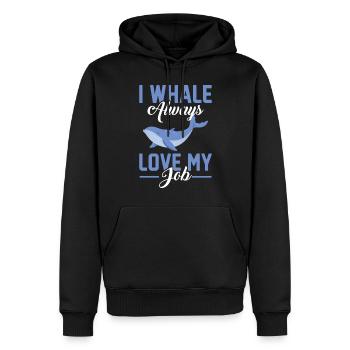 I Whale Always Love My Job - Jeu de mots biologiste marin - Sweat à capuche Premium bio Homme - noir - Devant - Nico (187cm)