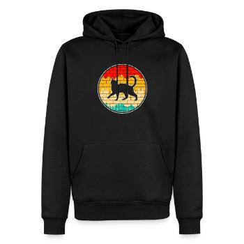 Katze Retro - Männer Premium Bio Hoodie - Schwarz - Vorne - Nico (187cm)