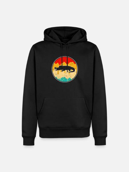 Krokodil Retro - Männer Premium Bio Hoodie - Schwarz
