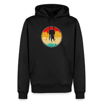 Qualle Retro Logo - Männer Premium Bio Hoodie - Schwarz - Vorne - Nico (187cm)