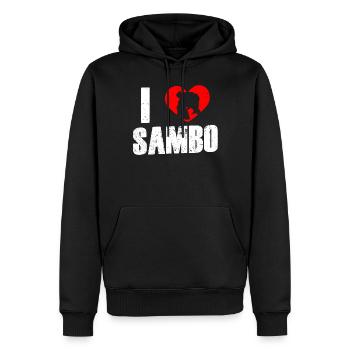 J’adore l’entraînement aux arts martiaux Sambo - Sweat à capuche Premium bio Homme - noir - Devant - Nico (187cm)
