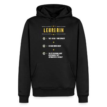 Ich Habe Immer Recht Lehrerin Beruf Paragraphen - Männer Premium Bio Hoodie - Schwarz - Vorne - Nico (187cm)