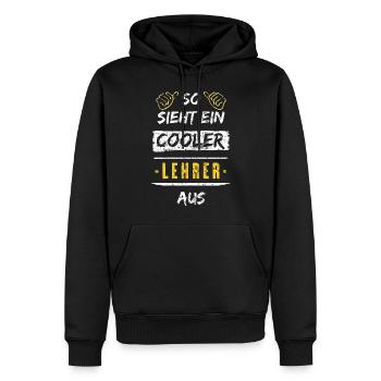So Sieht Ein Cooler Lehrer Aus Arbeitsshirt - Männer Premium Bio Hoodie - Schwarz - Vorne - Nico (187cm)