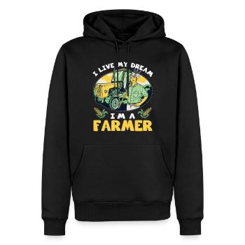 Bauer I Live My Dream Farmer Agriculture - Men’s Premium Organic Hoodie - black - Front - Nico (187cm)
