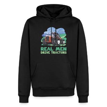 Farmer Real Men Drive Tractors Farmer - Men’s Premium Organic Hoodie - black - Front - Nico (187cm)