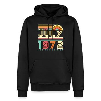 Félicitations pour l’âge de 50 juillet 1972 - Sweat à capuche Premium bio Homme - noir - Devant - Nico (187cm)