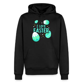 J’adore Easter Easter Easter Easter Egg Lapin de Pâques - Sweat à capuche Premium bio Homme - noir - Devant - Nico (187cm)
