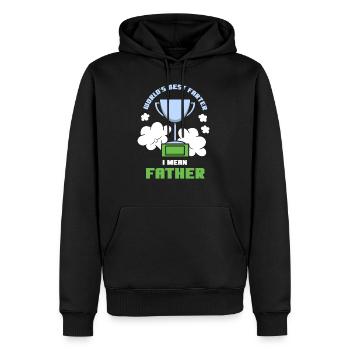 Le meilleur farter me du monde Mon père Papa Papa - Sweat à capuche Premium bio Homme - noir - Devant - Nico (187cm)