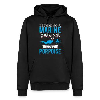 Becoming A Marine Biologist Is My Porpoise - Biolo - Männer Premium Bio Hoodie - Schwarz - Vorne - Nico (187cm)