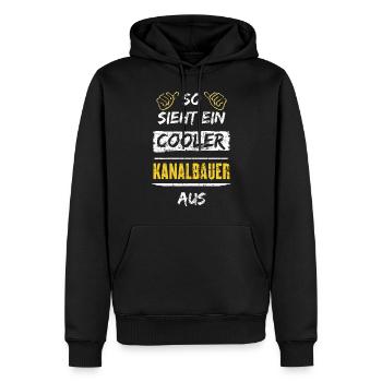 So Sieht Ein Cooler Kanalbauer Aus Arbeitsshirt - Männer Premium Bio Hoodie - Schwarz - Vorne - Nico (187cm)