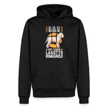 Alles ist besser mit Lagotto Romagnolo Wasserhund - Männer Premium Bio Hoodie - Schwarz - Vorne - Nico (187cm)