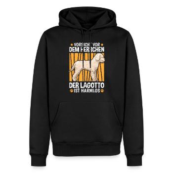 Vorsicht Lagotto Romagnolo Herrchen Wasserhund - Männer Premium Bio Hoodie - Schwarz - Vorne - Nico (187cm)