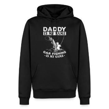 Garfish Daddy est mon nom Gar Fishing est mon nom - Sweat à capuche Premium bio Homme - noir - Devant - Nico (187cm)