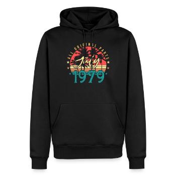 Né en juillet 1979 - Sweat à capuche Premium bio Homme - noir - Devant - Nico (187cm)
