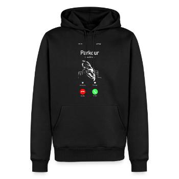 Parkour Free Running Traceur Téléphone - Sweat à capuche Premium bio Homme - noir - Devant - Nico (187cm)