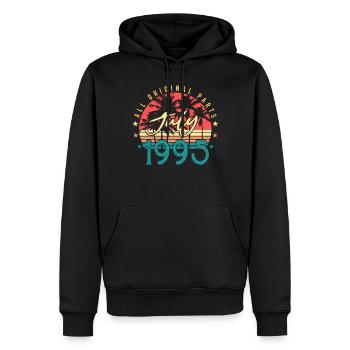 Mois de naissance Juillet 1995 - Sweat à capuche Premium bio Homme - noir - Devant - Nico (187cm)