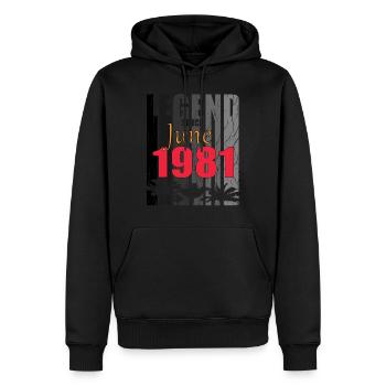 1981 Jahrgang geboren im Juni Geschenk - Männer Premium Bio Hoodie - Schwarz - Vorne - Nico (187cm)