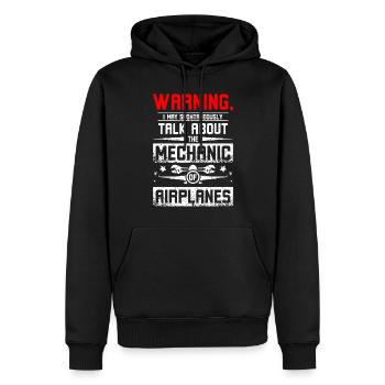 Parlez du mécanicien d’avions - Sweat à capuche Premium bio Homme - noir - Devant - Nico (187cm)