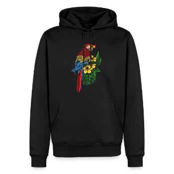 Lustiger Nymphensittich Papagei mit Blumen - Männer Premium Bio Hoodie - Schwarz - Vorne - Nico (187cm)