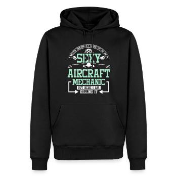 Mécanicien d’avion sexy - Sweat à capuche Premium bio Homme - noir - Devant - Nico (187cm)