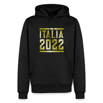 Italia 2022 Or - Sweat à capuche Premium bio Homme - noir - Devant - Nico (187cm)