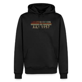 65e anniversaire Juillet né 1957 Idée cadeau - Sweat à capuche Premium bio Homme - noir - Devant - Nico (187cm)
