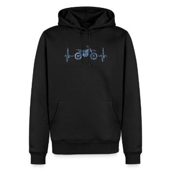 Moto Heartbeat Motocycliste - Sweat à capuche Premium bio Homme - noir - Devant - Nico (187cm)