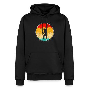Tennis Rétro - Sweat à capuche Premium bio Homme - noir - Devant - Nico (187cm)