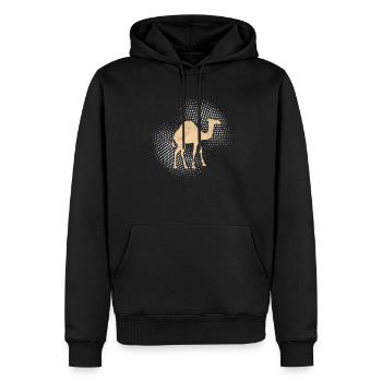 Dromadaire de chameau - Sweat à capuche Premium bio Homme - noir - Devant - Nico (187cm)