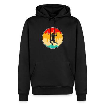 Badminton Rétro - Sweat à capuche Premium bio Homme - noir - Devant - Nico (187cm)