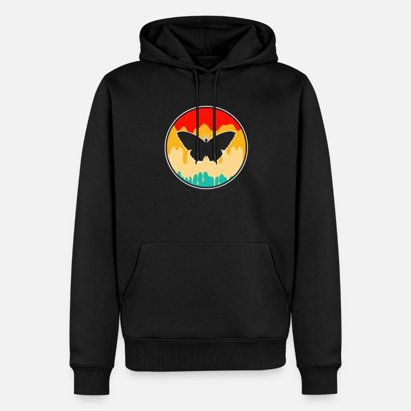 Schmetterling Retro - Männer Premium Bio Hoodie - Schwarz