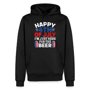 Joyeux 4 juillet, je suis juste ici pour la bière - Sweat à capuche Premium bio Homme - noir - Devant - Nico (187cm)