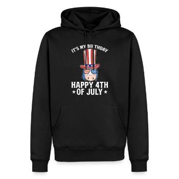 4th Of July Unicorn It's My Birthday Happy 4th Of - Männer Premium Bio Hoodie - Schwarz - Vorne - Nico (187cm)