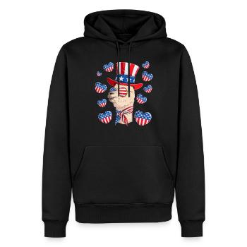 Lama patriotique 4 juillet Parti Lama patriotique - Sweat à capuche Premium bio Homme - noir - Devant - Nico (187cm)