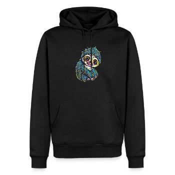 Faultier - Männer Premium Bio Hoodie - Schwarz - Vorne - Nico (187cm)