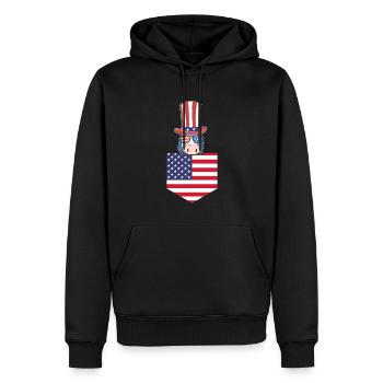 Unicorn Patriotic US Flag Unicorn Pocket 4th of - Männer Premium Bio Hoodie - Schwarz - Vorne - Nico (187cm)
