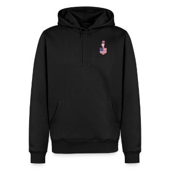 Journée patriotique Lama Drapeau américain Llama Pocket 4ème de - Sweat à capuche Premium bio Homme - noir - Devant - Nico (187cm)