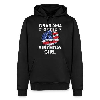 Grand-mère de la fille d’anniversaire - Sweat à capuche Premium bio Homme - noir - Devant - Nico (187cm)