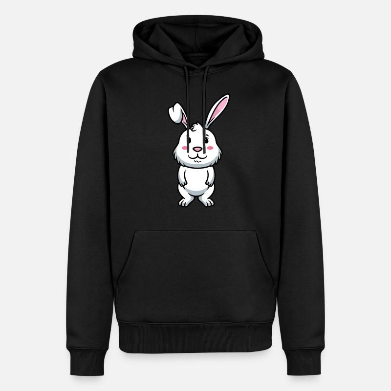 Lapin Blanc Emoticons Lapin - Sweat à capuche Premium bio Homme - noir
