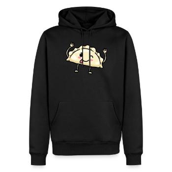 Pierogi Kawaii Emoticon Cuisine polonaise - Sweat à capuche Premium bio Homme - noir - Devant - Nico (187cm)