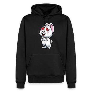 Weißes Kaninchen Emoticons Hase - Männer Premium Bio Hoodie - Schwarz - Vorne - Nico (187cm)