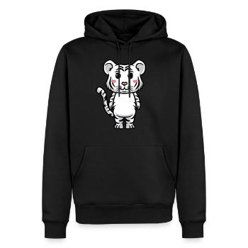 Tigre blanc Emoticon Tigre du Bengale - Sweat à capuche Premium bio Homme - noir - Devant - Nico (187cm)
