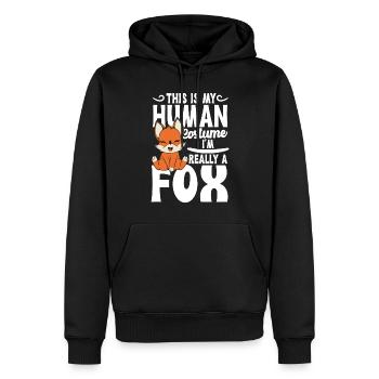 Renard amoureux du renard - Sweat à capuche Premium bio Homme - noir - Devant - Nico (187cm)