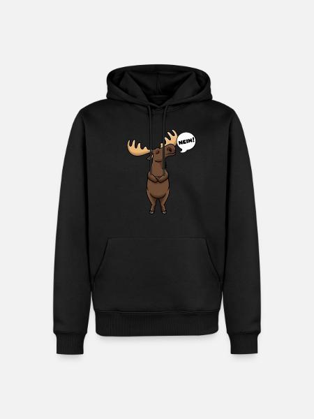 Sturer Elch mit Elchgeweih Elentier Nein - Männer Premium Bio Hoodie - Schwarz