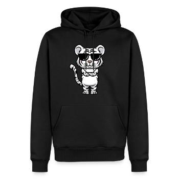 Weißer Tiger Emoticon Bengalischer Tiger - Männer Premium Bio Hoodie - Schwarz - Vorne - Nico (187cm)